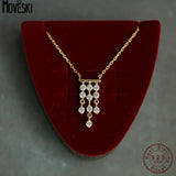 French Retro 925 Silver Tassel Zircon Necklace for Women