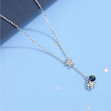 S925 Sterling Silver Astronaut Pendant Necklace for Women