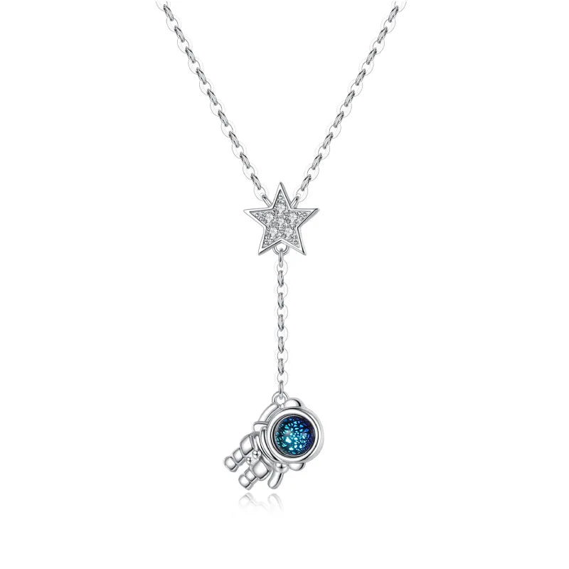 S925 Sterling Silver Astronaut Pendant Necklace for Women