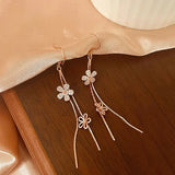 Japanese Flower Tassel Earrings 925 Sterling Silver