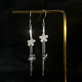 Japanese Flower Tassel Earrings 925 Sterling Silver