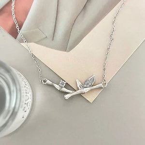 Bamboo Pendant Necklace 925 Silver Mother's Gift Jewelry