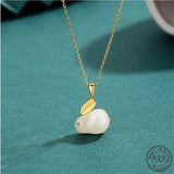 S925 Sterling Silver Hetian Jade Rabbit Necklace Light Luxury High Jewelry