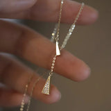 925 Silver Geometric Y-Shaped Pendant Necklace - Punk Plating - 14K