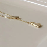 925 Silver Geometric Y-Shaped Pendant Necklace - Punk Plating - 14K