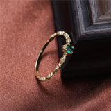 Real 925 Silver Green Zircon 14k Ring Women Party Fine Jewelry Minimalist
