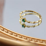 Real 925 Silver Green Zircon 14k Ring Women Party Fine Jewelry Minimalist