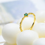 Real 925 Silver Green Zircon 14k Ring Women Party Fine Jewelry Minimalist