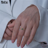 Real 925 Silver Green Zircon 14k Ring Women Party Fine Jewelry Minimalist