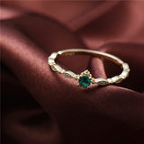 Real 925 Silver Green Zircon 14k Ring Women Party Fine Jewelry Minimalist