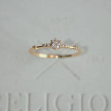 925 Sterling Silver Plating 14K Seven Zircons Slim Fine Ring