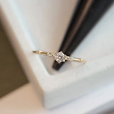 925 Sterling Silver Plating 14K Seven Zircons Slim Fine Ring
