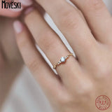 925 Sterling Silver Plating 14K Seven Zircons Slim Fine Ring
