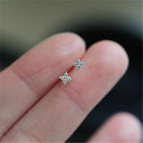 925 Silver Zircon Small Flowers Stud Earrings For Women