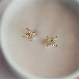 925 Silver Zircon Small Flowers Stud Earrings For Women