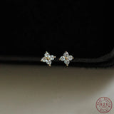 925 Silver Zircon Small Flowers Stud Earrings For Women