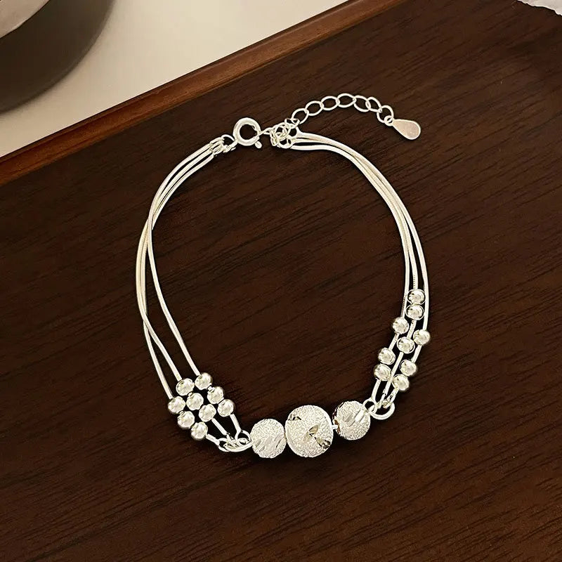 925 Silver Bead Bracelet for Women - Elegant Birthday Party Gift
