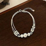 925 Silver Bead Bracelet for Women - Elegant Birthday Party Gift