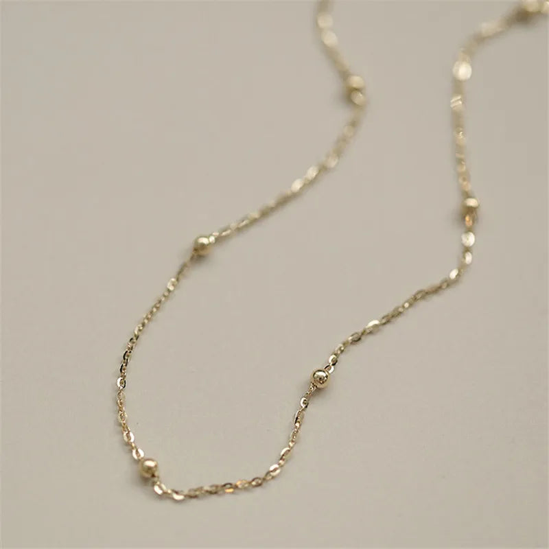 925 Silver Plated 14K Spacer Ball Bracelet Women Charm Jewelry