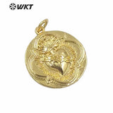 Brass Metal Pendant Round Shape Full Plated Female Jewelry Pendant