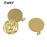 Brass Metal Pendant Round Shape Full Plated Female Jewelry Pendant