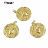 Brass Metal Pendant Round Shape Full Plated Female Jewelry Pendant