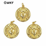 Brass Metal Pendant Round Shape Full Plated Female Jewelry Pendant