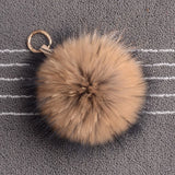 Real Raccoon Fur Pompom Keychain Mixed Colors Big Size Ball Bag Accessories