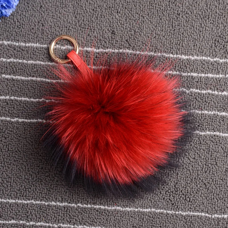 Real Raccoon Fur Pompom Keychain Mixed Colors Big Size Ball Bag Accessories