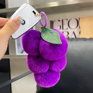 Plush Rex Rabbit Fur PomPom Keychains Bag Charm for Women