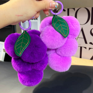 Plush Rex Rabbit Fur PomPom Keychains Bag Charm for Women
