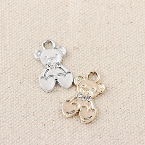 10pcs Rhinestone Bear Charms Pendant for DIY Jewelry Accessories