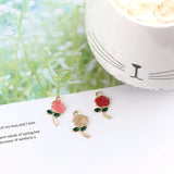 10pcs/pack Rose Flower Enamel Charms Pendant For Jewelry Finding
