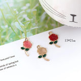10pcs/pack Rose Flower Enamel Charms Pendant For Jewelry Finding