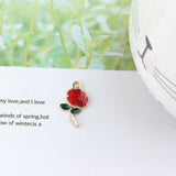 10pcs/pack Rose Flower Enamel Charms Pendant For Jewelry Finding