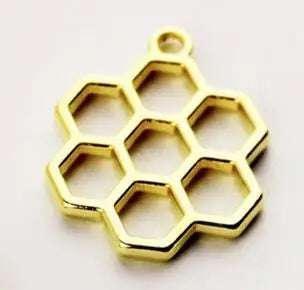 10pcs Bee Honeycomb Charm Bezel Metal Pendant Frame Blank Pendants Bezel Setting