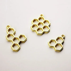 10pcs Bee Honeycomb Charm Bezel Metal Pendant Frame Blank Pendants Bezel Setting