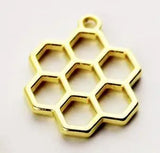 10pcs Bee Honeycomb Charm Bezel Metal Pendant Frame Blank Pendants Bezel Setting