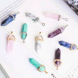 10pcs Bullet Shape Stone Pendants Quartz Crystal Necklace Charms