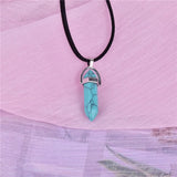 10pcs Bullet Shape Stone Pendants Quartz Crystal Necklace Charms