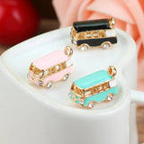 5PCS Lucky Happiness Bus Enamel Pendant Charms DIY Bracelet Floating Charms