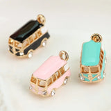 5PCS Lucky Happiness Bus Enamel Pendant Charms DIY Bracelet Floating Charms