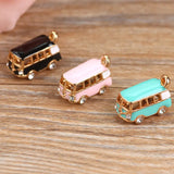 5PCS Lucky Happiness Bus Enamel Pendant Charms DIY Bracelet Floating Charms