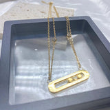 Crystal Zircon Pendant Necklace Sliding Stainless Choker Women's Jewelry