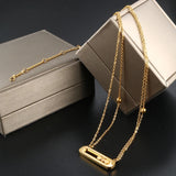 Crystal Zircon Pendant Necklace Sliding Stainless Choker Women's Jewelry