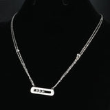 Crystal Zircon Pendant Necklace Sliding Stainless Choker Women's Jewelry