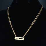 Crystal Zircon Pendant Necklace Sliding Stainless Choker Women's Jewelry
