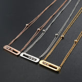 Crystal Zircon Pendant Necklace Sliding Stainless Choker Women's Jewelry