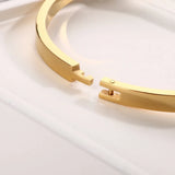 Vintage Style Rose Cuff Bracelet Stainless Steel Bangle