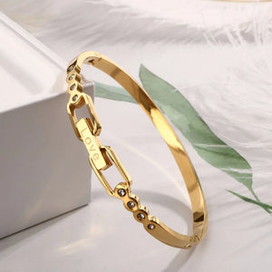 Vintage Style Rose Cuff Bracelet Stainless Steel Bangle
